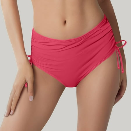 Fainosmny For Women Bikini Bottoms Side Tie Adjustable Bathing Suit Swimsuit With Drawcord Both Sides Various Bikinis Multicolored Beachswim Bottom Split Bikini Bottom Pink S