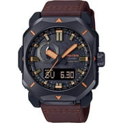 Casio PRW6900YL-5 Men's Pro Trek Black Ana-Digi Brown Strap Watch