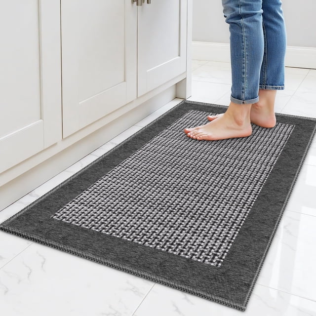 Alfombrillas de cocina StepRite, 32 x 20 cm, antideslizantes, lavables a máquina, color gris