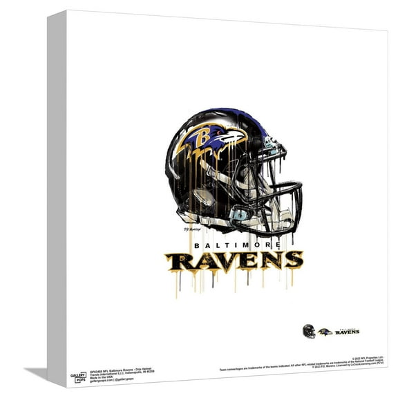 Gallery Pops NFL Baltimore Ravens - Drip Helmet Canvas Wall Art, Unframed Version, 12" x 12"