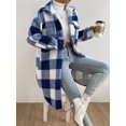 thumbnail image 5 of Button Lapel Plush Plaid Coat Loose, 5 of 8