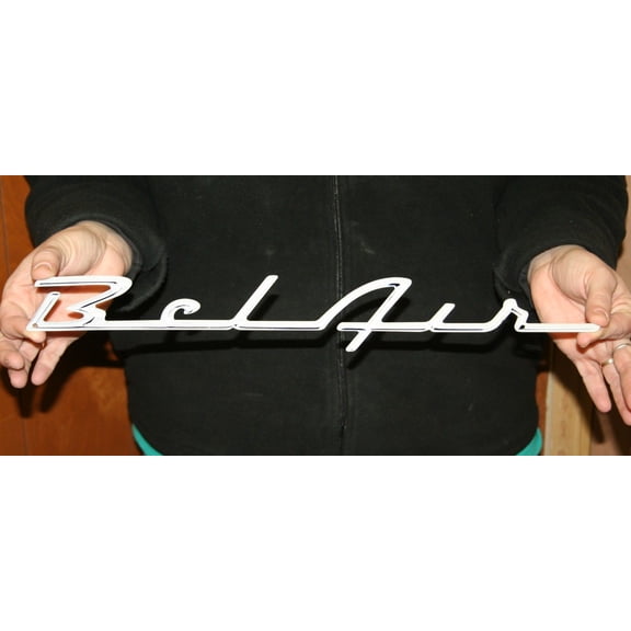 CHEVROLET BEL AIR SCRIPT – FLAT STEEL SIGN – Wall Art - 18″X3″