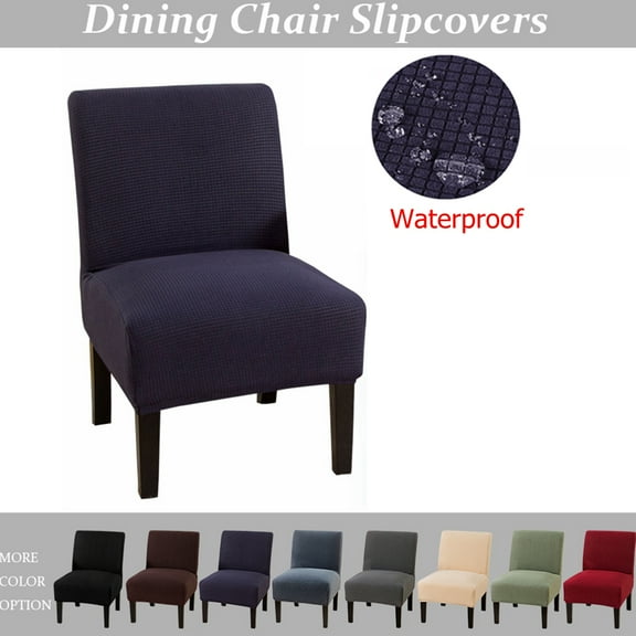 SHANNA Armless Accent Chair Slipcover, Removable Stretch Spandex Jacquard Knitted Chair Covers for Hotel Dinner Living Room (Navy)