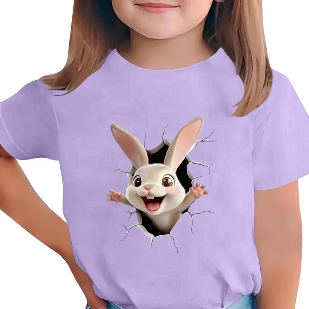 Manga Corta Crop Top Niños Pascua Impresa Cuello Redondo Casual Tee Unisex Chicos Niñas, Chicos Camisa de Manga Corta