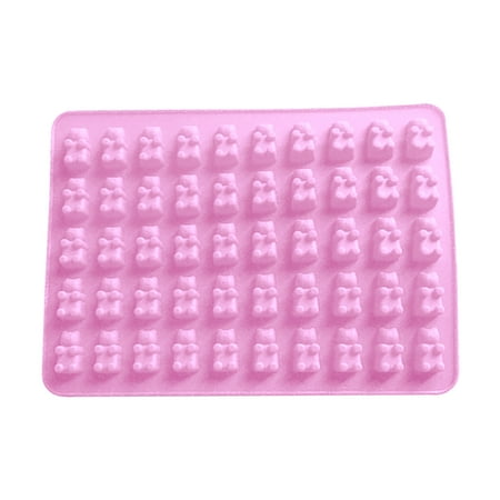 

50Grids Gummy Mold Non-Stick High Flexibility Waterproof Bear Shape Chocolate Maker for Cake Shop Pink Silicone