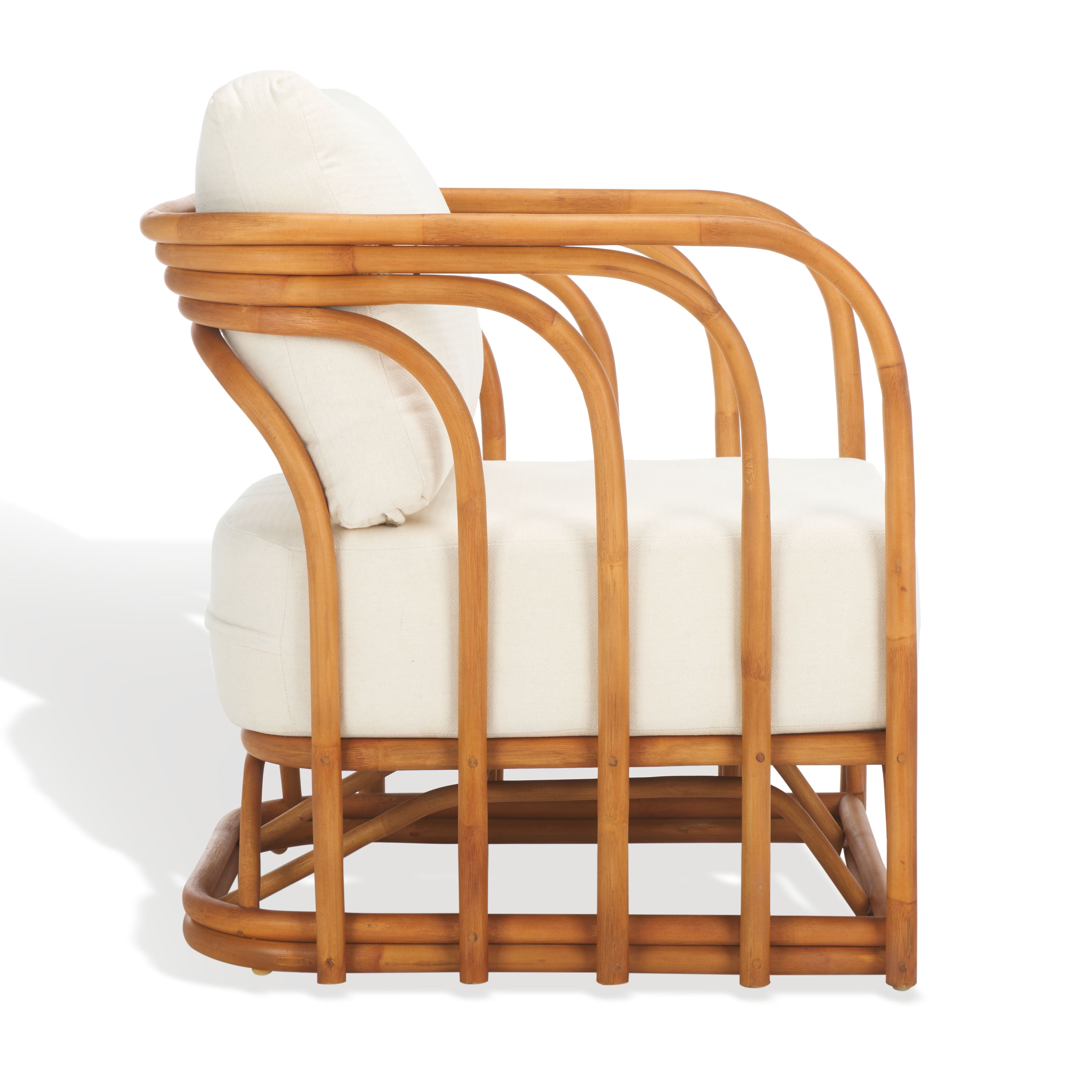 Safavieh Couture Harlowe Rattan Mid-Century Accent Chair, Natural/White