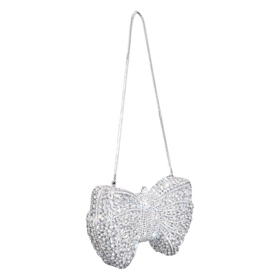 Elegant Rhinestones Bowknot PartyHandbag With Chain Strap Fashionable Women's Evening Purse Crossbody Shoulder Bag
