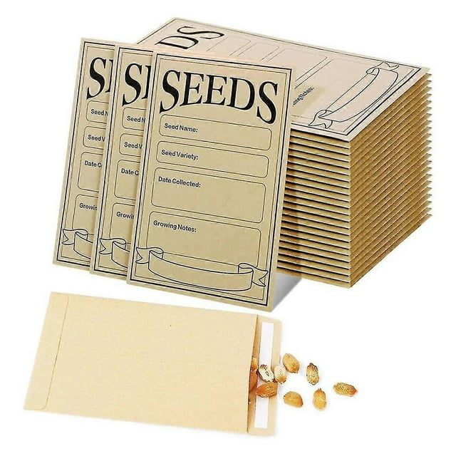 100PCS Seed Packets Envelopes: Self Sealing Kraft Small Seed Envelopes for Seed Storage Resealable