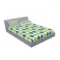 thumbnail image 3 of Ambesonne Geometric Fitted Sheet & Pillow Sham Set, Vintage Diamond Line, Twin, Lime Green Dark Green, 3 of 3