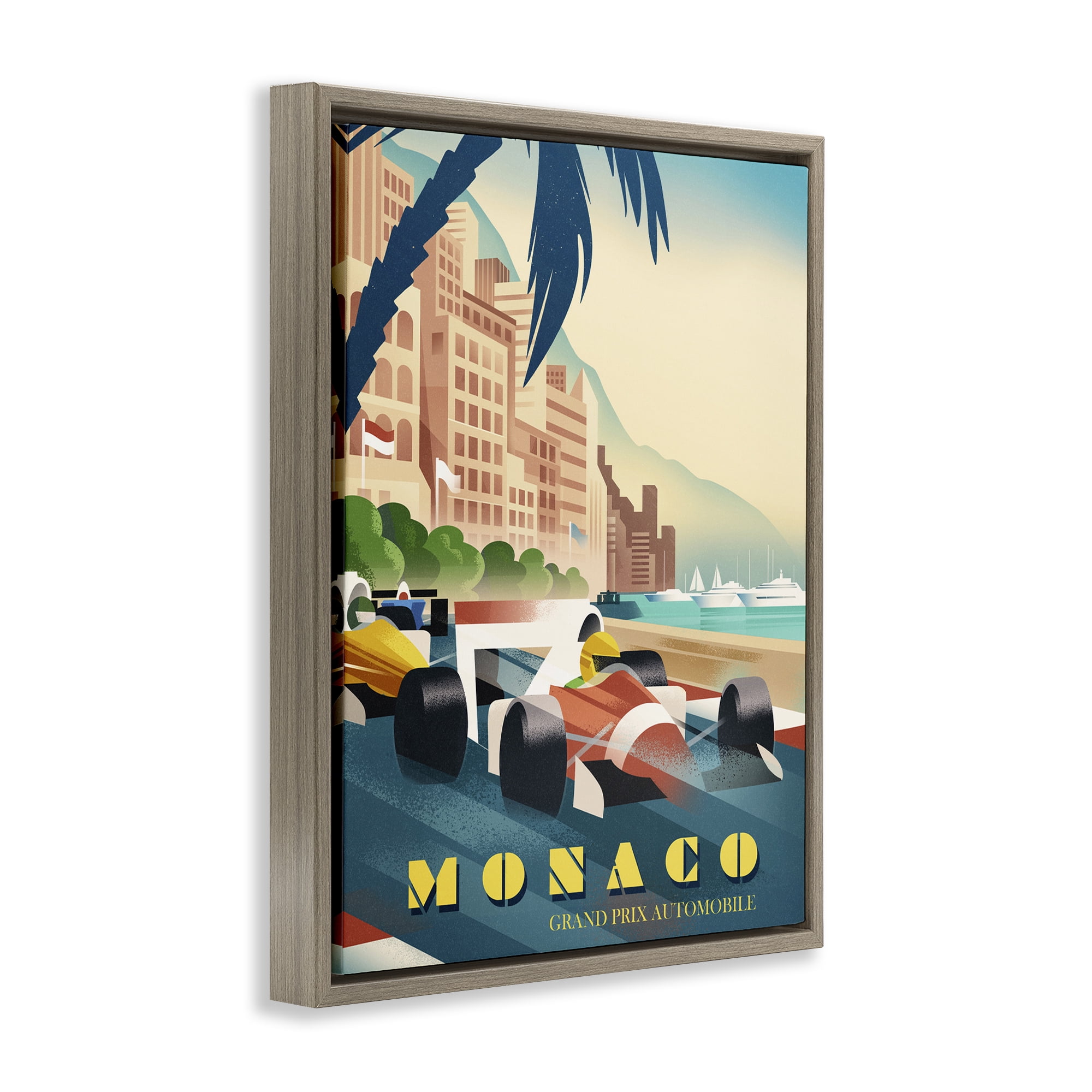 Stupell Industries Monaco Grand Prix Racing Brown Framed Floater Canvas Wall Art, design by Martin Wickstrom