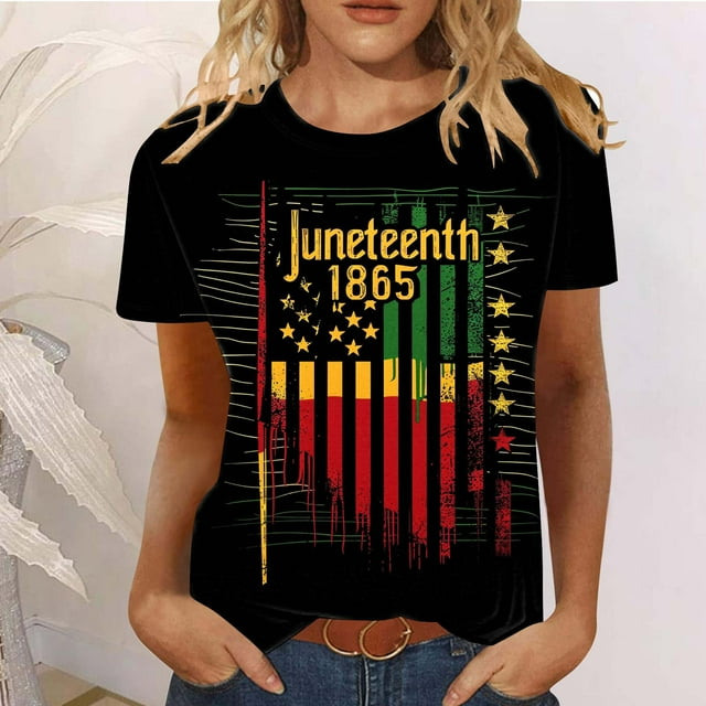 Simua T-Shirts d'Été pour Femmes Mode Imprimée Quatrième Juillet Tee-Shirts Décontractés Manches Courtes Col Rond Tee Tops