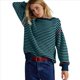 thumbnail image 1 of Sudadera Holgada A Rayas para Mujer, Cuello Redondo, Larga, Sudaderas con Capucha, Moda de Verano 2025, Jersey de Cuello Alto. Azul Marino XL, 1 of 6