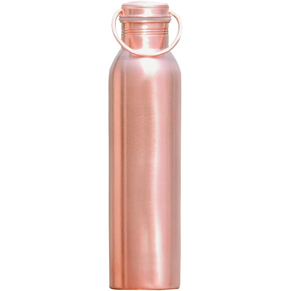 HealthGoodsIn - Pure Copper Matte Finish Bottle with Handle | Seamless Leak-Proof Copper Water Bottle Matte Finish with Handle 600 Ml (20.28 Fluid Ounce)