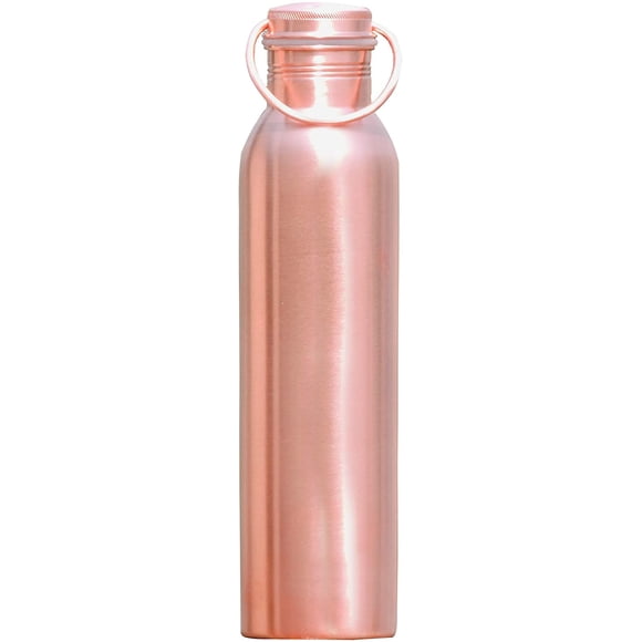 HealthGoodsIn - Bouteille d'Eau en Cuivre Pur Fini Mat avec Poignée / Bouteille d'Eau en Cuivre Sans Joint et Étanche Fini Mat avec Poignée 600 ml (20,28 Onces Liquides)