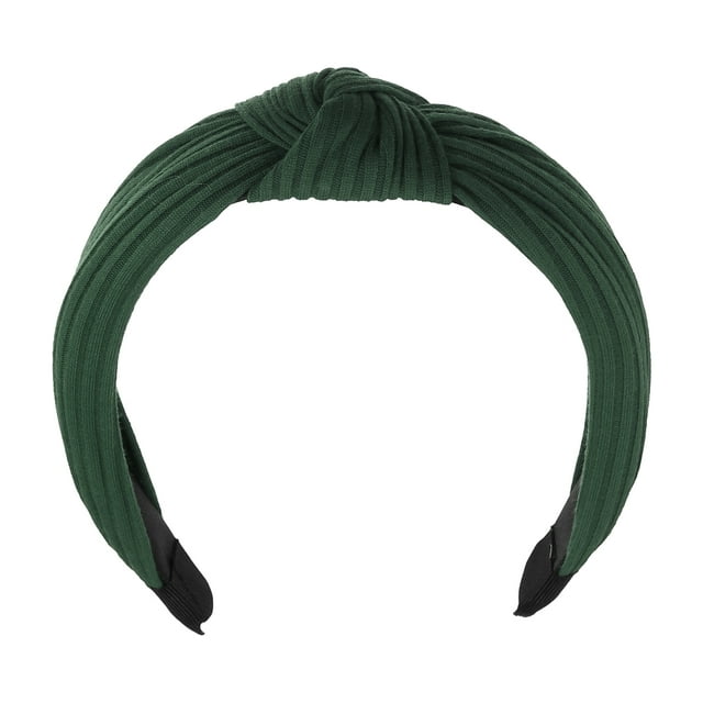 Diadema con nudo de algodón texturizado Unique Bargains Diadema suave para mujer Verde oscuro 13 pulgadas de ancho