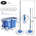 thumbnail image 2 of Mop and Bucket with Wringer Set, Spin Mop and Bucket with Wheels for Easy Moving, Spin Mop Bucket Floor Cleaning System with 5 Microfiber Mop Refills & 1 Floor Brush Head, 2 of 7