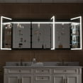thumbnail image 5 of ANGELES HOME 60"x30" LED Mirrored Medicine Cabinet, Medicine Cabinets with Lights for Bathroom, Recessed or Surface Mount, Led Medicine Cabinet with Outlets & USB, Defogger, Dimmer, Three Open Door, 5 of 16