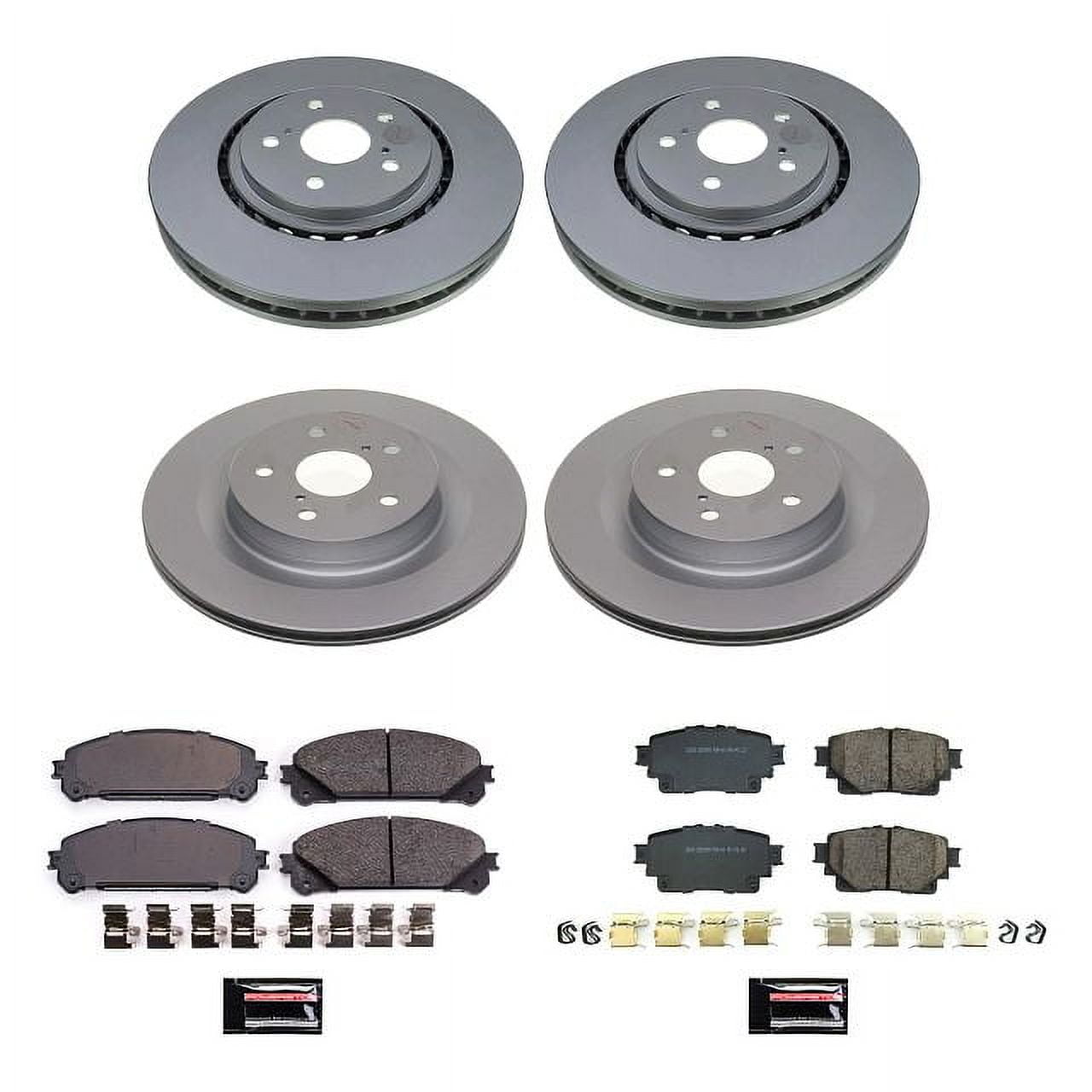 PowerStop Front and Rear Geomet Coated Brake Rotor and Pad Kit Fits: TOYOTA Select Models CRK8736