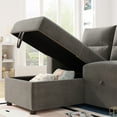 thumbnail image 5 of Living Room Sectional Sleeper Sofa, SEGMART 82.5'' Reversible Pull Out Sectional Storage Sofa Bed with 6 Side Pockets, Polyester L-Shaped Corner 3-Seat Couch with Storage Chaise, 250lbs, Gray, S8289, 5 of 9