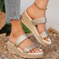 thumbnail image 3 of Dakaela Wedge Sandals for Women 2026 Two Band Braided Strappy Platform Espadrille Open Toe Slip on Summer Casual Slides Shoes Size 7.5, 3 of 8