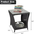 thumbnail image 3 of PE Rattan Patio Side Table - Outdoor Wicker End Table with Glass Top, Rattan Coffe Table in Iron Frame for Backyard Balcony Poolside, Black, 3 of 9