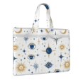 thumbnail image 2 of Handbag File Bag 15×10.6in Large Capacity Double Pocket Designed For Work Travel Travel Shopping Blue Gold Eyes Stars Sun Moon, 2 of 8