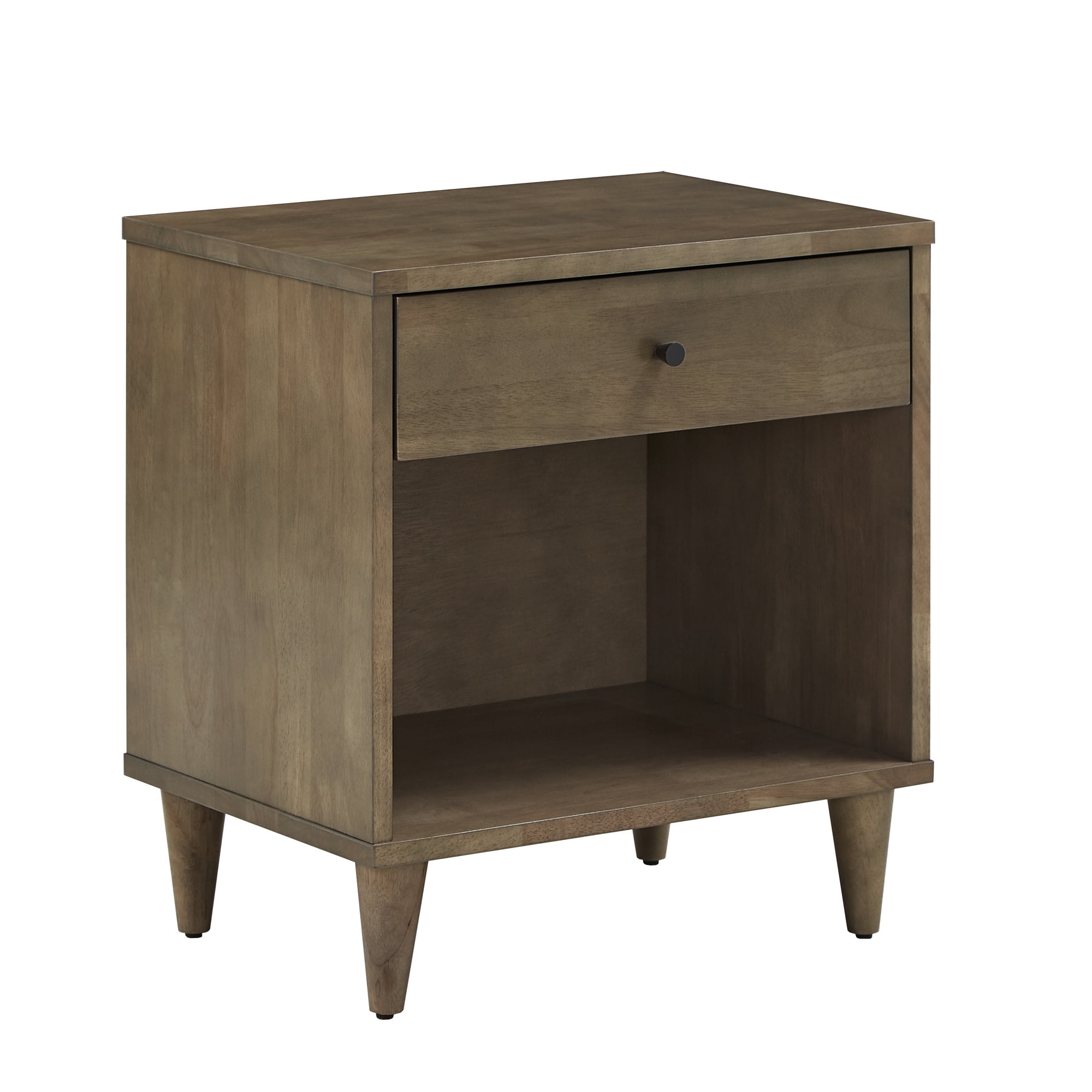 Weston Home Aleph 1-Drawer Wood Nightstand, Light Charcoal Grey Finish