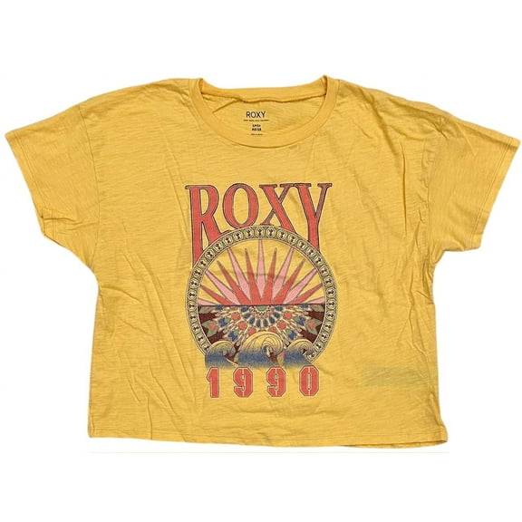 Roxy Women's T-Shirt Surfs Up Boyfriend Relaxed Fit Short Sleeve Tee Top (X-Small, Cornsilk (Yellow))
