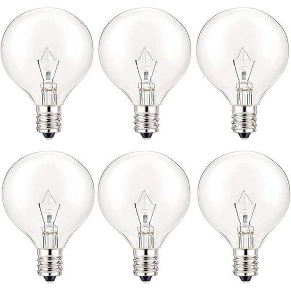 25 Watt Wax Warmer Bulbs, Light Bulbs for Full Size Scentsy Warmer, 6 Packs E12 Base Type G Bulb, Dimmable, Warm White, 120V G16 1/2 Bulbs for Candle Lamp