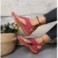 thumbnail image 2 of Sandalias con cuña para mujer Estilo romano Zapatos con hebilla de una palabraVino rojo38, 2 of 5