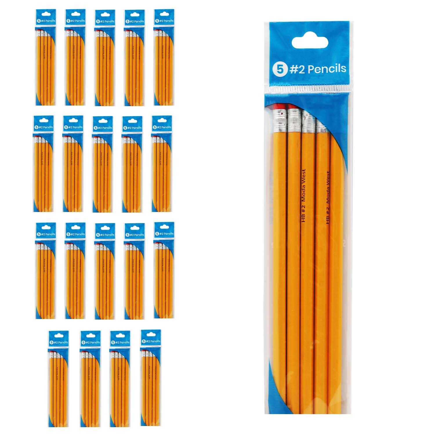 5 Pack of Unsharpened Wood Pencils Bulk School Supplies Wholesale
