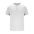 thumbnail image 4 of Chbgutlmr Mens Dress Shirts Summer Casual Notched V Neck Button Short Sleeve Tshirts Loose Solid Color Tops, 4 of 6