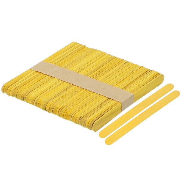 50 piezas de palitos de madera para manualidades, palitos de helado de 4.5 pulgadas para manualidades DIY amarillos