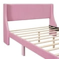 thumbnail image 6 of Queen Size Storage Bed, Velvet Upholstered Platform Bed with a Big Drawer, Wooden Platform Bed with Upholstered Headboard and Wood Slats Support, No Box Spring Needed, for Bedroom/Apartment, Pink, 6 of 7