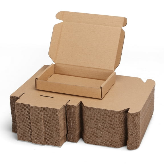 CRUGLA 6x4x1 inches Shipping Boxes Set of 50, Brown Corrugated Cardboard Box Literature Mailer