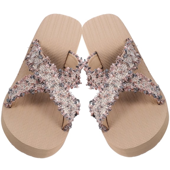 LABSERRON Women'S Straw Woven Slippers Beach Shoes Design Casual Foam Slippers Imitation Straw