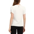 thumbnail image 3 of INSPIRE CHIC Women's Choker V Cut-Out Split-Neck Blouse Casual Slashed Cuffs Top XS White, 3 of 7