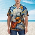 thumbnail image 2 of Honeii Dog Guitar Starry Night Print Men’s Hawaiian Shirt,Classic Button-Down Short Sleeve Shirt, for Beach, Vacation, and Outdoor Activities,Large, 2 of 7