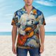 thumbnail image 2 of Balery Dog Guitar Starry Night Camisas hawaianas de manga corta para hombre, camisas playeras de corte holgado, camisas de vacaciones con botones,Large, 2 of 7