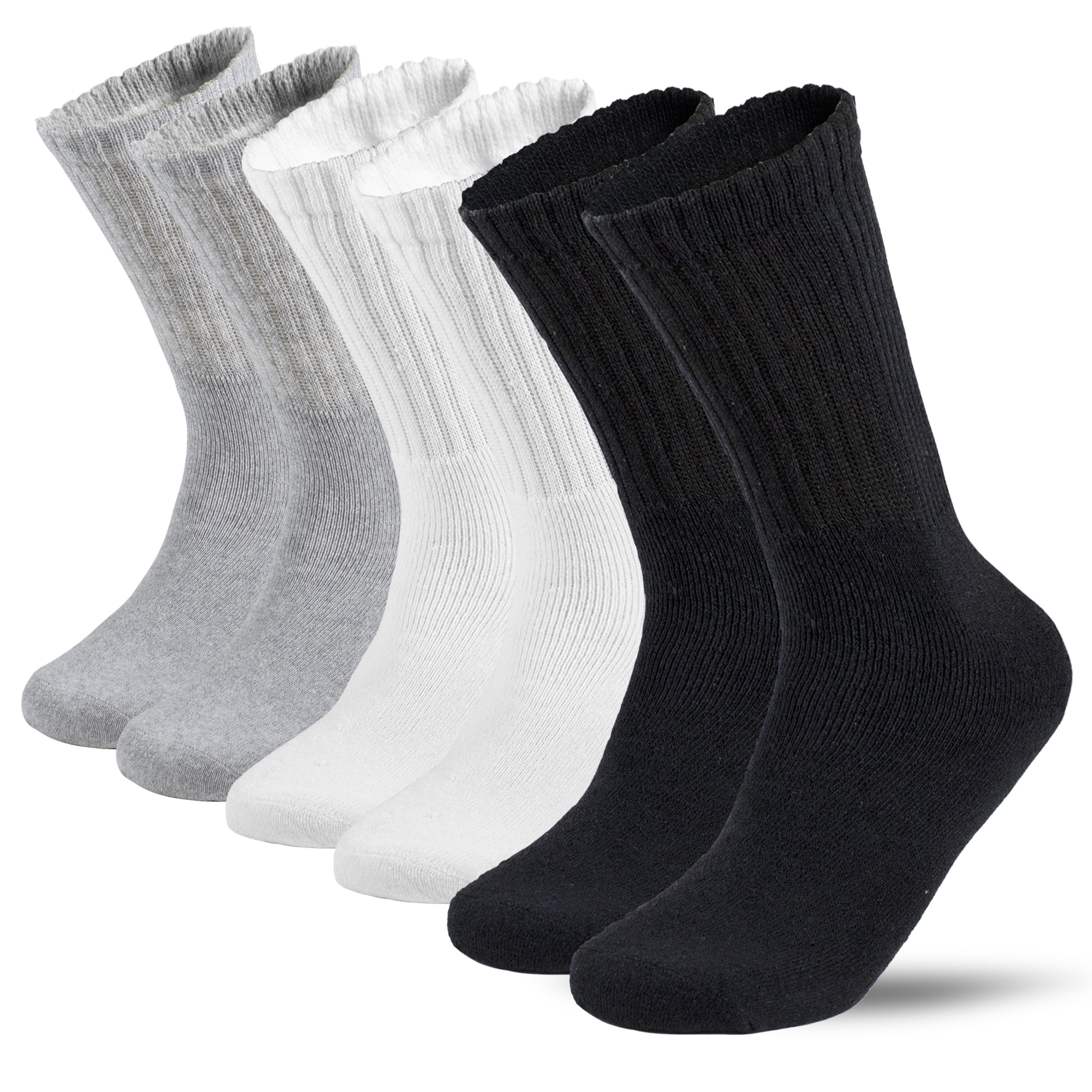 6 Pairs Men's Athletic Cotton Casual Crew Solid Sport Socks Mixed Color ...