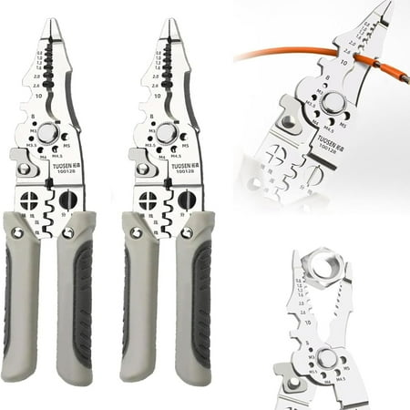 

Professional Multi-Purpose Wire Stripper Crimper and Cable Cutter Pliers Set Upgrade Adjustable Electrical Wire Stripping Tool Kit 2PCS High-Quality Wire Strippers and Crimpers for Prec