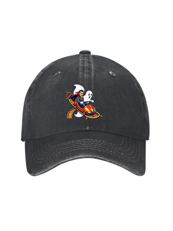 Halloween Vampire Rollercoaster Baseball Cap, Adjustable Dad Hat