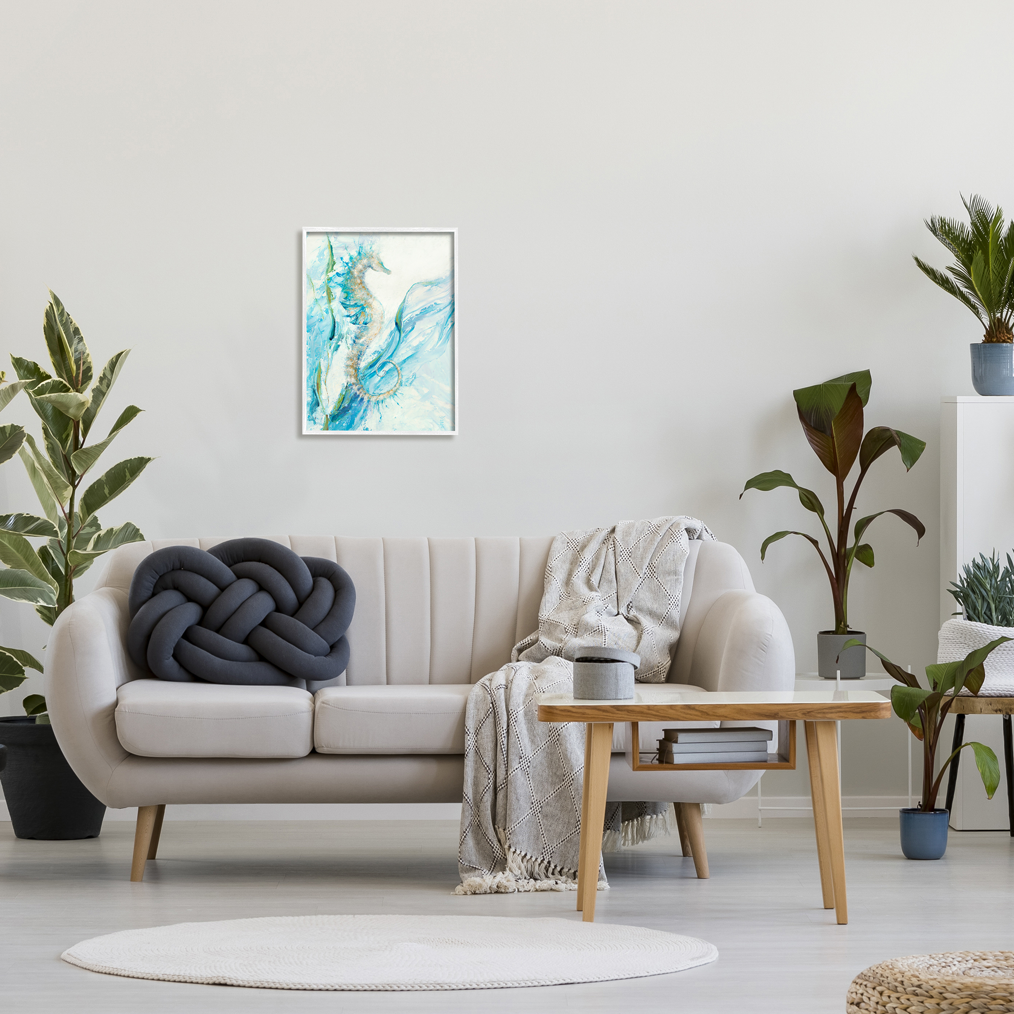 Stupell Industries Nautical Seahorse Blue Fluid Ocean Water, 16 x 20,Design by Dina D'Argo