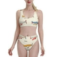 thumbnail image 2 of Picia Striped Vintage Planes Women's High Waisted Bikini Scoop Neck Swimsuit Two Pieces Bathing Suit-Large, 2 of 8