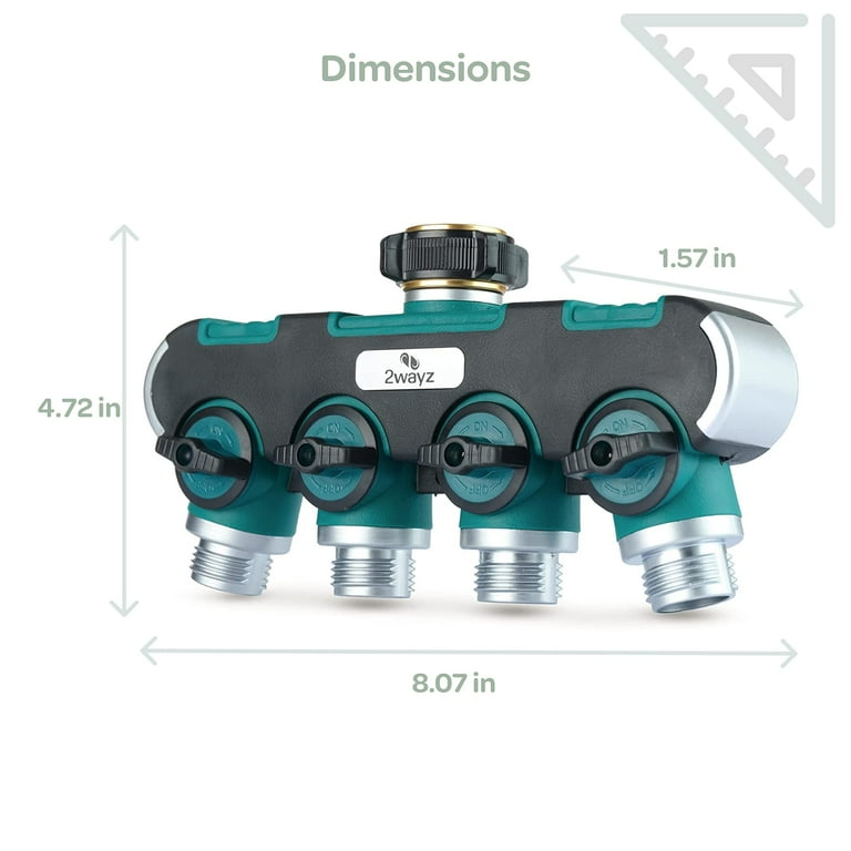 2Wayz - 4Way Outdoor Garden Hose Splitter, Heavy Duty Water Hose