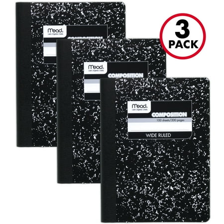 UPC: 0043100383017 | Mead Composition Book  Wide Ruled  100 Sheets  Black Marble  3 Pack (38301)