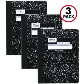 Mead Composition Book, Wide Ruled, 100 Sheets, Black Marble, 3 Pack (38301)