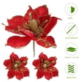 thumbnail image 2 of GOOHOCHY 4 piezas de flores de Nochebuena, adornos navideños de flores artificiales para el árbol de Navidad, 2 of 7