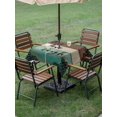 thumbnail image 4 of Outdoor Tablecloth with Umbrella Hole for Patio/Picnic/Party/Camping, Vintage Boho Waterproof Table Cloth Square Cover Washable, Farmhouse Retro Teal Brown Wooden Grain (54"x 54"), 4 of 8