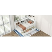 MAYEERTY Twin Size Daybed - Two Storage Drawers, Storage Cabinets & USB Ports, White
